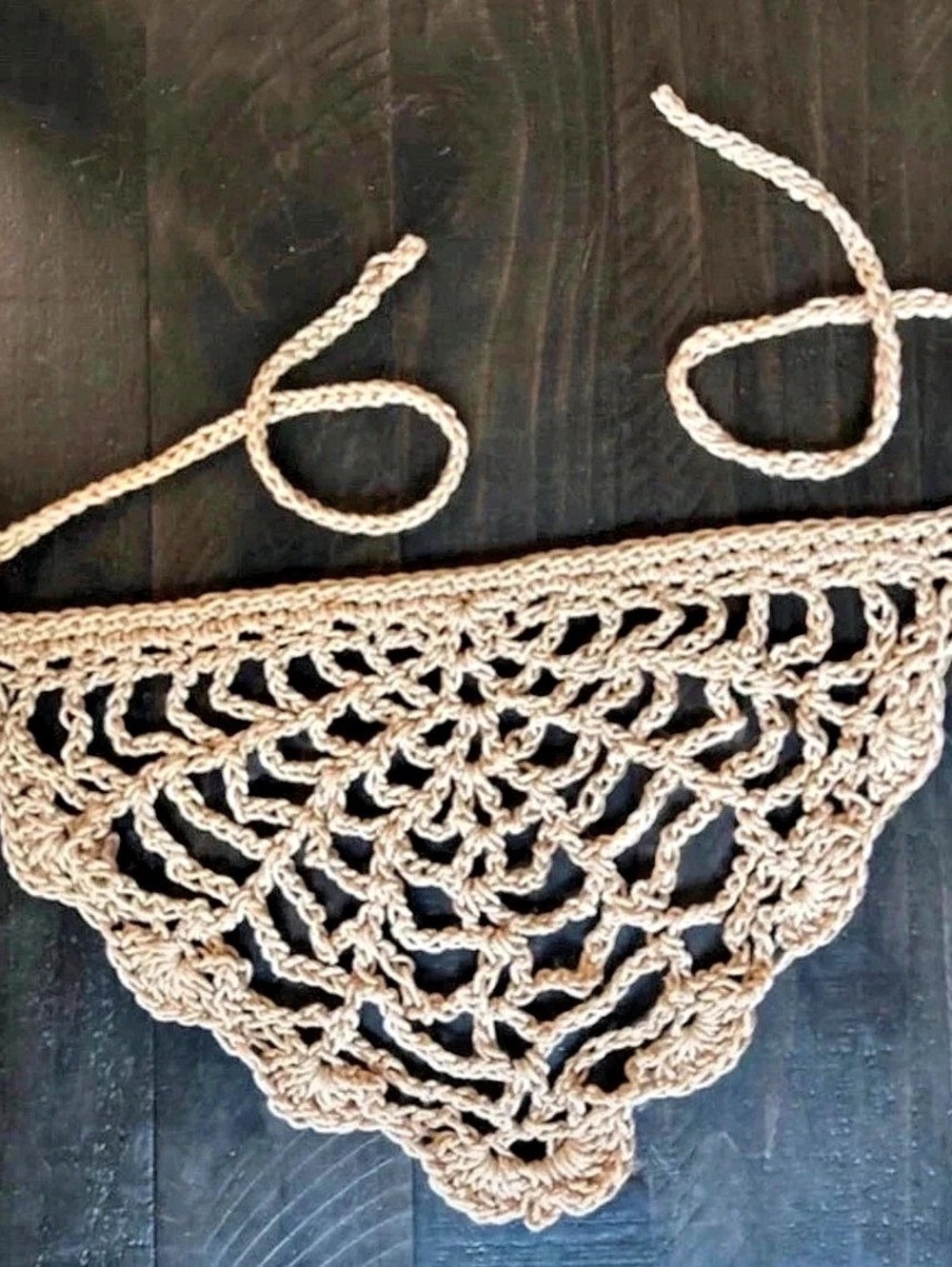 Crochet Hair Scarf in jute Like New